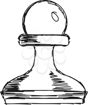 hand drawn, sketch, cartoon illustration of a pawn
