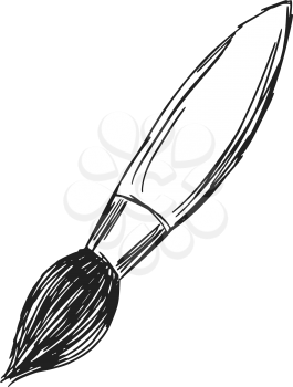 hand drawn, sketch, cartoon illustration of paintbrush