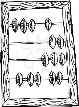 hand drawn, sketch, cartoon illustration of abacus