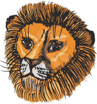hand drawn, sketch, cartoon illustration of lion