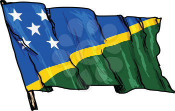 hand drawn, sketch, illustration of flag of Solomon Islands