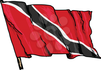 hand drawn, sketch, illustration of flag of Trinidad and Tobago