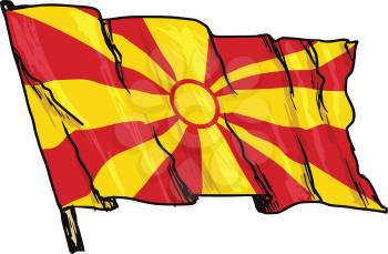 hand drawn, sketch, illustration of flag of Macedonia