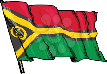hand drawn, sketch, illustration of flag of Vanuatu