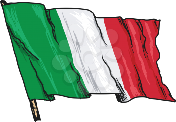 hand drawn, sketch, illustration of flag of Italy