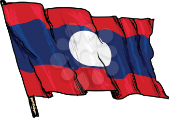 hand drawn, sketch, illustration of flag of Laos
