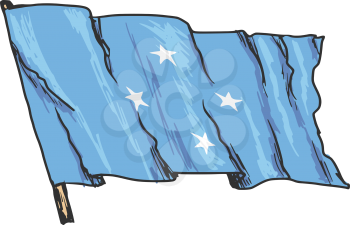 hand drawn, sketch, illustration of flag of Micronesia