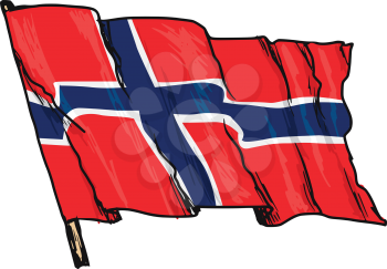 hand drawn, sketch, illustration of flag of Norway