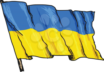 hand drawn, sketch, illustration of flag of Ukraine