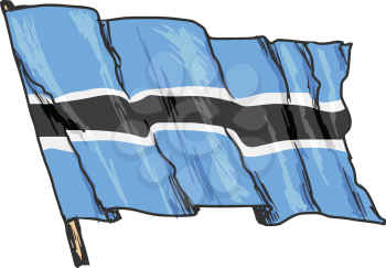 hand drawn, sketch, illustration of flag of Botswana