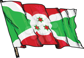 hand drawn, sketch, illustration of flag of Burundi
