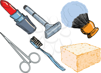set of illustrations of hygienic objects