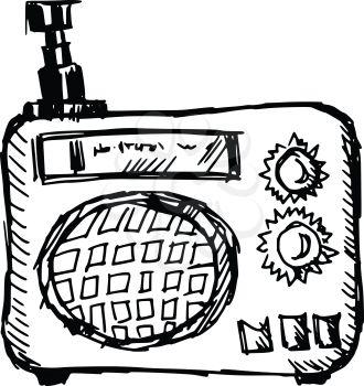 sketch, doodle, hand drawn illustration of vintage radio