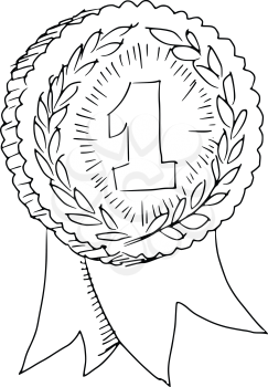 sketch, doodle, hand drawn illustration of gold award