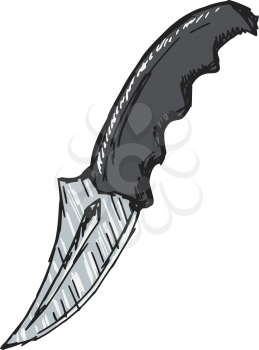 hand drawn, doodle illustration of hunting knife