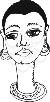 hand drawn, sketch, doodle illustration of African girl