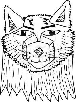 hand drawn, sketch, doodle illustration of wolf