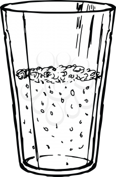 hand drawn, doodle, sketch illustration of glass of cola