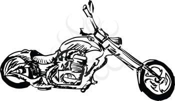 hand drawn, doodle, sketch illustration of motorbike