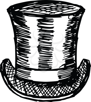 sketch, doodle, hand drawn illustration of top hat