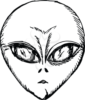 sketch, doodle, hand drawn illustration of alien
