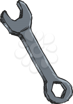 sketch, doodle, hand drawn illustration of wrench