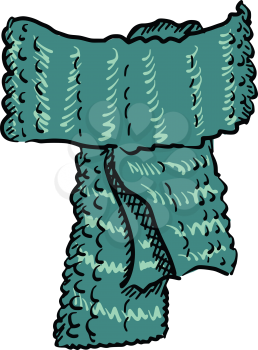 hand drawn, sketch illustration of wool scarf