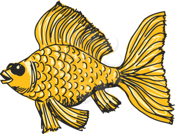 sketch, doodle, hand drawn illustration of goldfish
