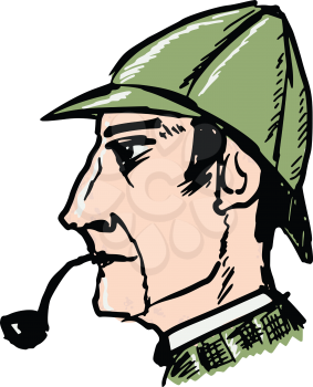 hand drawn, sketch, doodle illustration of Sherlock Holmes