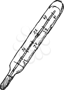 sketch, doodle illustration of medical thermometer