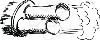sketch, doodle illustration of car exhaust pipe