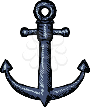 hand drawn, sketch illustration of anchor