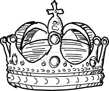 hand drawn, sketch illustration of crown