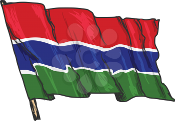 hand drawn, sketch, illustration of flag of Gambia