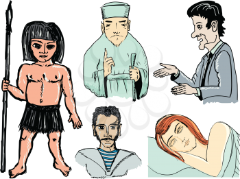 set of illustration of different human beings