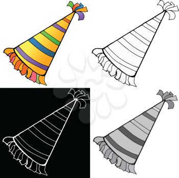 Editable vector illustrations in variations. Birthday hat