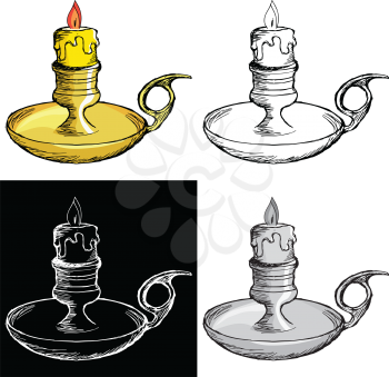 Editable vector illustrations in variations. Candlestick mantel