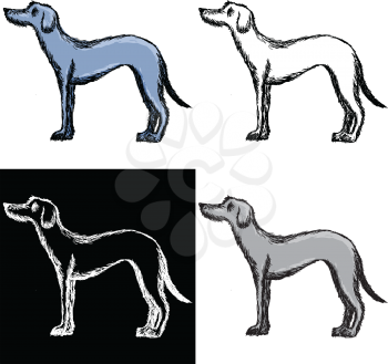 Editable vector illustrations in variations. Deerhound