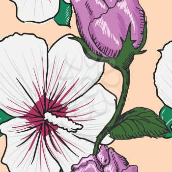 coloured seamless pattern with motive of flowers