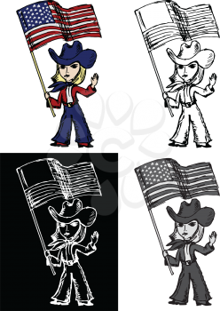 Editable vector illustrations in variations, America welcomes the World
