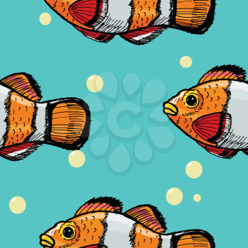 coloured seamless pattern with motive of fish