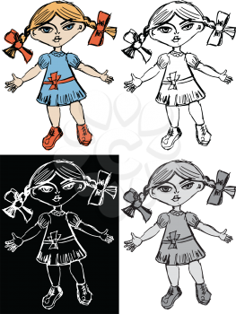 Editable vector illustrations in variations, doll