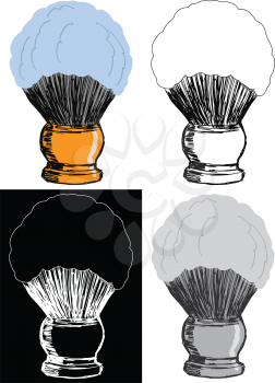 Editable vector illustrations in variations. Shaving brush