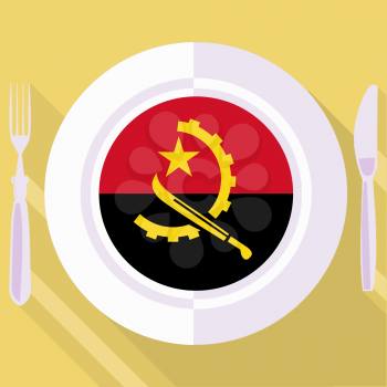 plate in flat style with flag of Angola