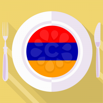 plate in flat style with flag of Armenia