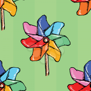 coloured seamless pattern with motive of windmill colours