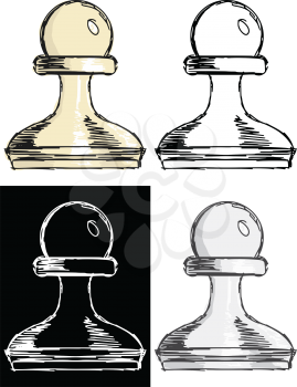 Editable vector illustrations in variations, chess pawn
