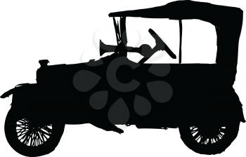 black silhouette of retro car