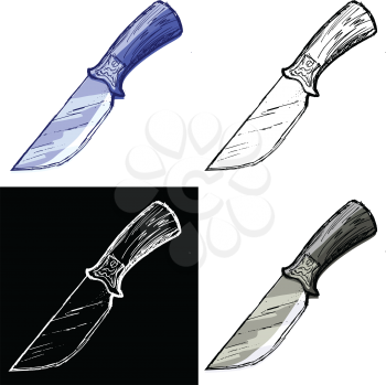 hand drawn, cartoon, sketch illustration of knife