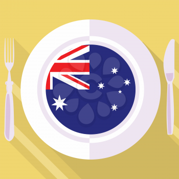 plate in flat style with flag of Australia